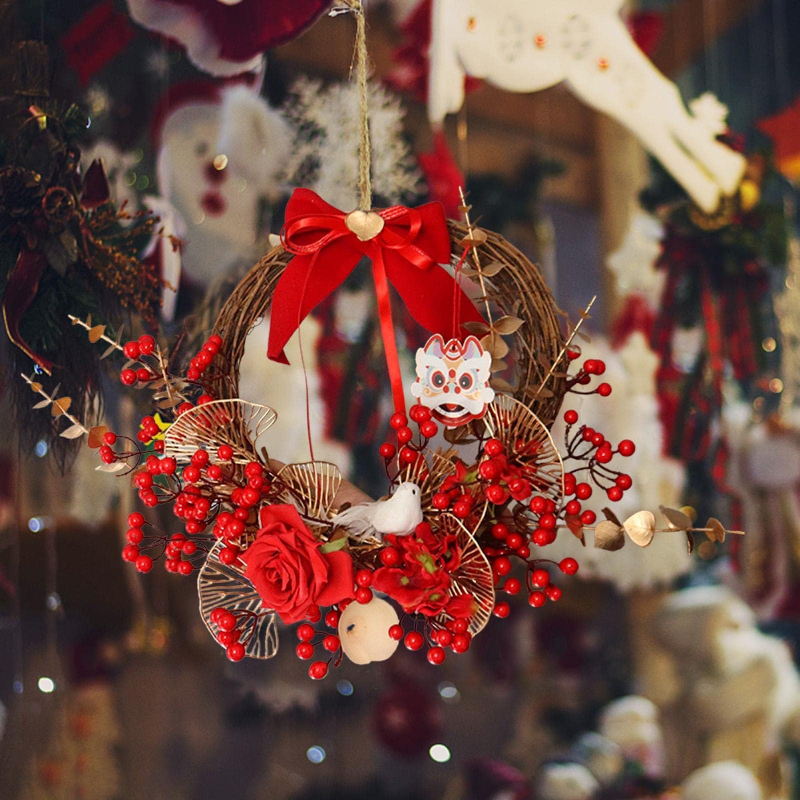 Amazon.co.jp: [INEOUT] 花輪 クリスマス リース 冬 松ぼっくり お正月